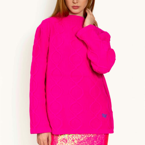 Neon pink Cable loop sweater