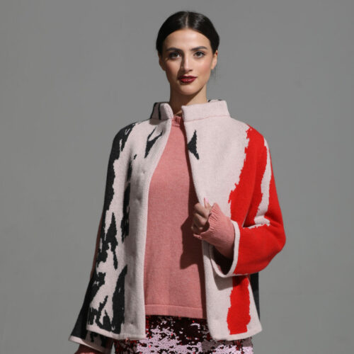 The Murphy Short Swing Jacket – Pale Pink and Coral
